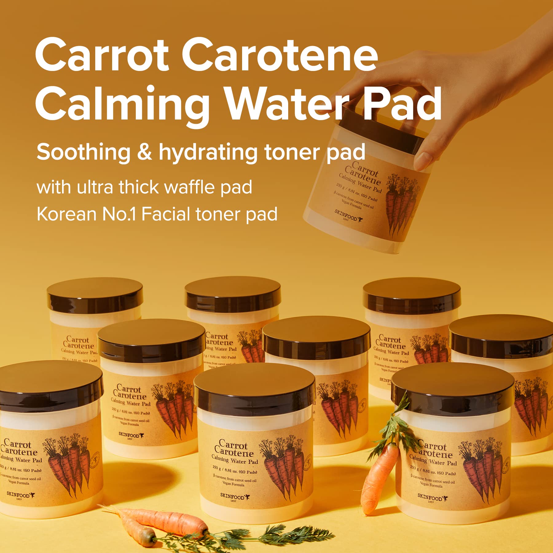 SKINFOOD Carrot Carotene Calming Water Pad 250g (60 Pads) - PureRush