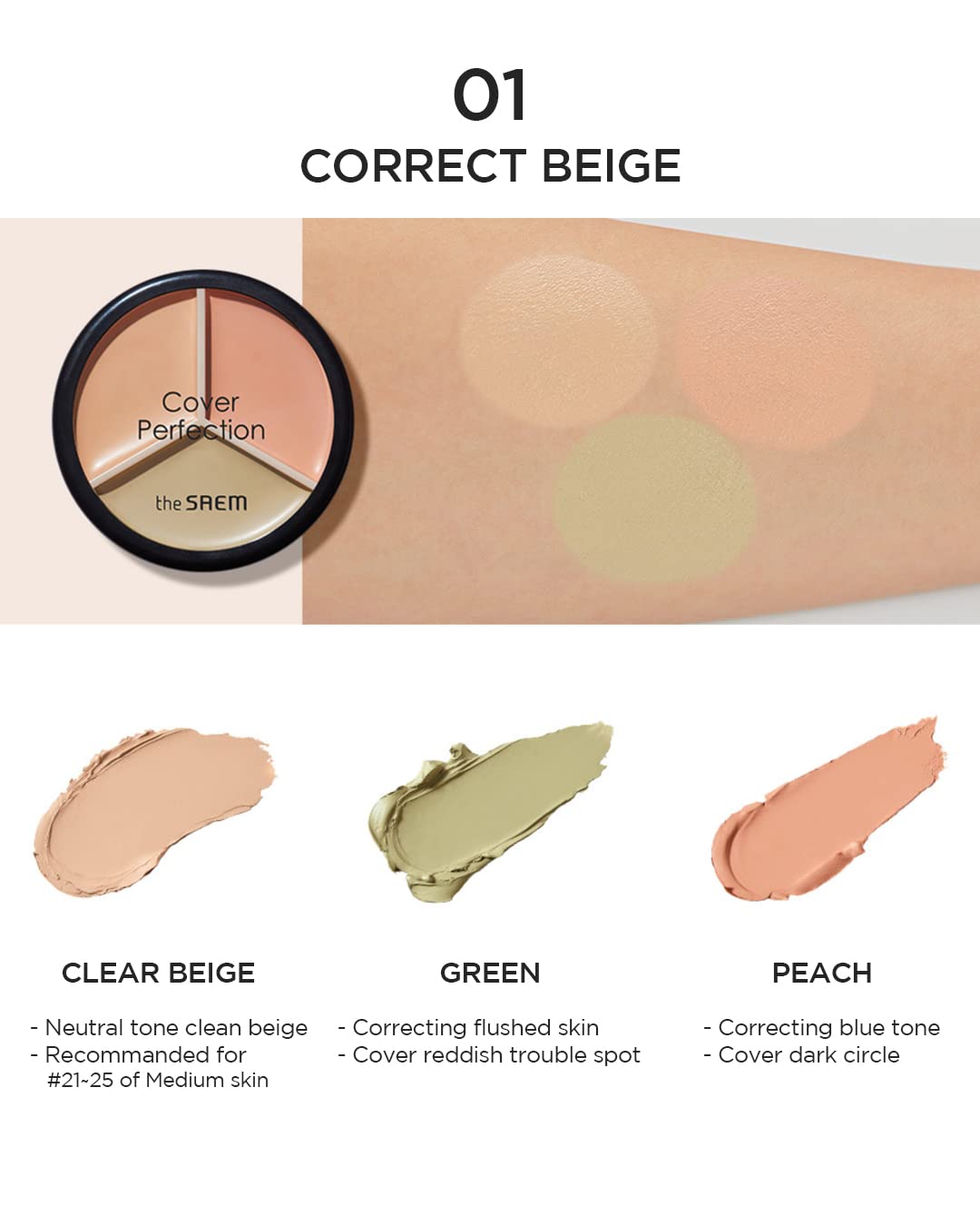 the SAEM Cover Perfection Triple Pot Concealer 4.5g*3 - PureRush