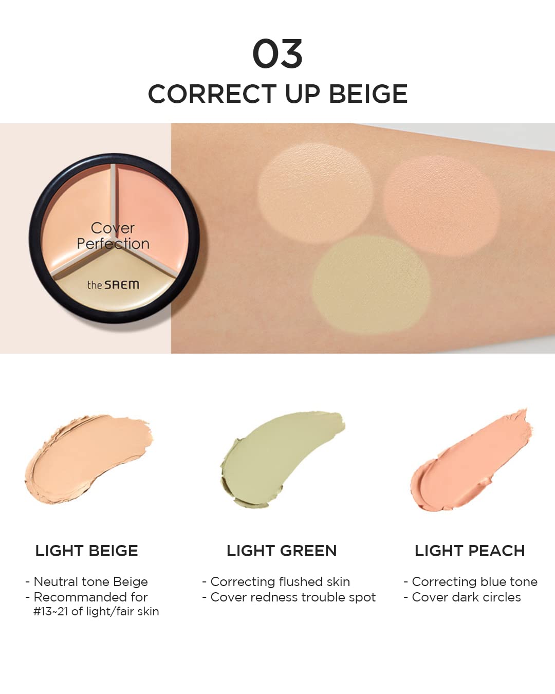 the SAEM Cover Perfection Triple Pot Concealer 4.5g*3 - PureRush