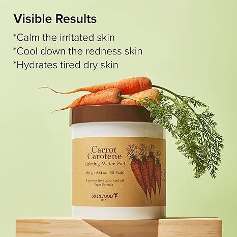 SKINFOOD Carrot Carotene Calming Water Pad 250g (60 Pads) - PureRush