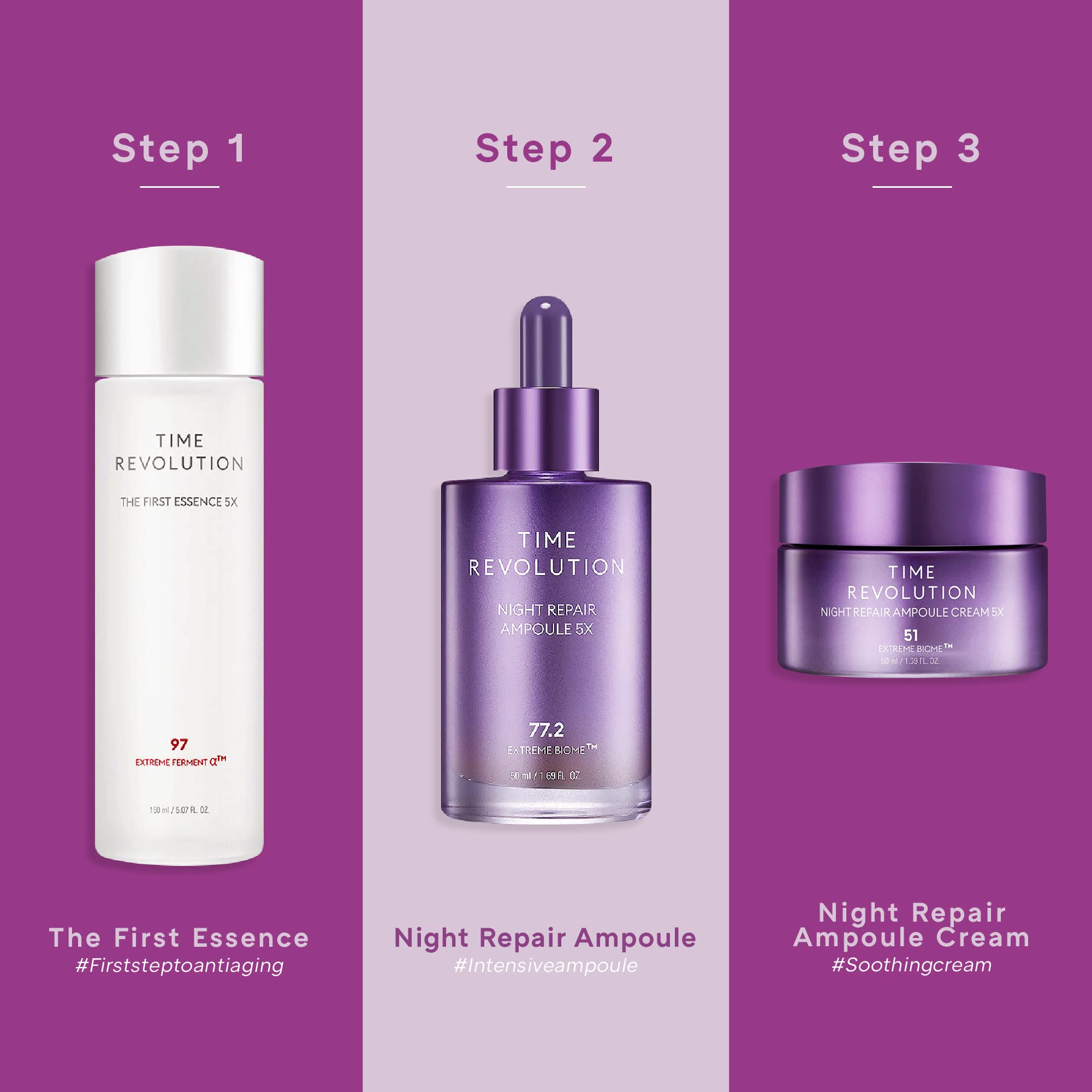MISSHA TIME REVOLUTION NIGHT REPAIR AMPOULE CREAM 5X 50ml - PureRush