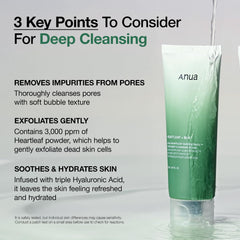 Anua HEARTLEAF QUERCETINOL PORE DEEP CLEANSING FOAM 150ml - PureRush