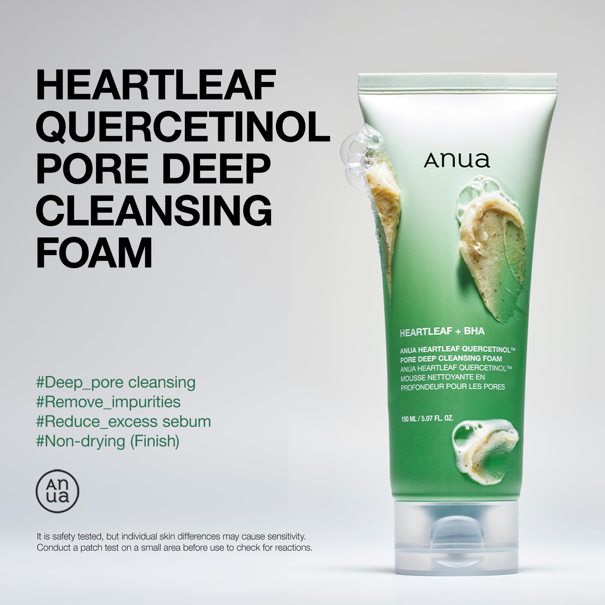 Anua HEARTLEAF QUERCETINOL PORE DEEP CLEANSING FOAM 150ml - PureRush